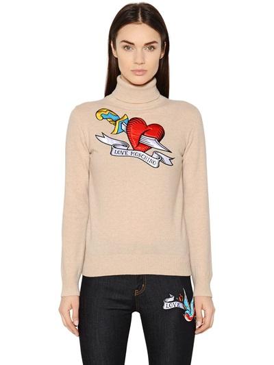 Love Moschino Tattoo Patch Wool Blend Sweater