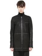 Rick Owens Studded Zip-up Leather Coat