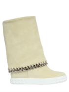 Casadei 90mm Suede Wedge Boots With Chain Trim