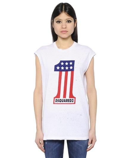 Dsquared2 Printed & Destroyed Cotton T-shirt