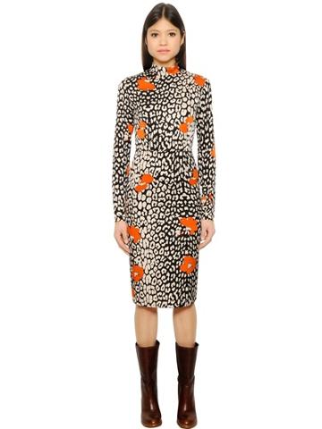Essentiel Leopard Printed Stretch Silk Satin Dress