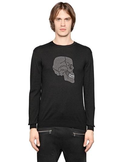 Markus Lupfer Happy Skull Intarsia Wool Sweater