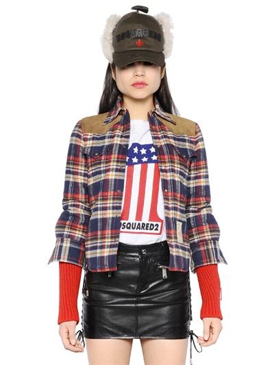 Dsquared2 Plaid Flannel & Nylon Puffer Jacket