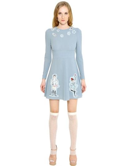 Red Valentino Wool Crepe Dress With Circus Patches