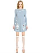 Red Valentino Wool Crepe Dress With Circus Patches