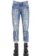 Gaelle Paris Embellished Patch Cotton Denim Jeans