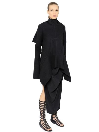 Rick Owens Asymmetrical Heavy Wool Coat