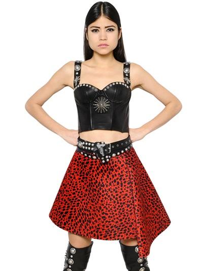 Fausto Puglisi Embellished Stretch Nappa Leather Top