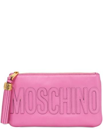 Moschino - Logo Grained Leather Pouch