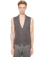 Emporio Armani Linen Blend Crepe Knit Vest