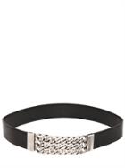Saint Laurent 35mm Leather Belt With Frontal Chain