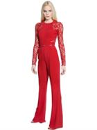 Elie Saab Lace & Crepe Cady Jumpsuit