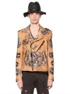 Htc Hollywood Trading Company Hand-painted Tattoo Nappa Leather Jacket