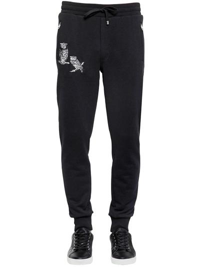 Dolce & Gabbana Owl Embroidered Cotton Jogging Pants