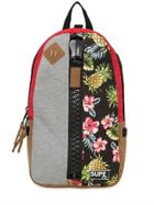 Supe Design Floral Print Techno Canvas Day Backpack