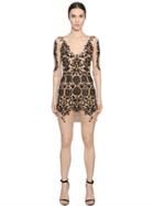 For Love & Lemons Embroidered Tulle Mini Dress