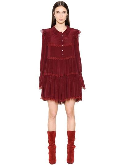 Philosophy Di Lorenzo Serafini Silk Crepe De Chine & Lace Dress