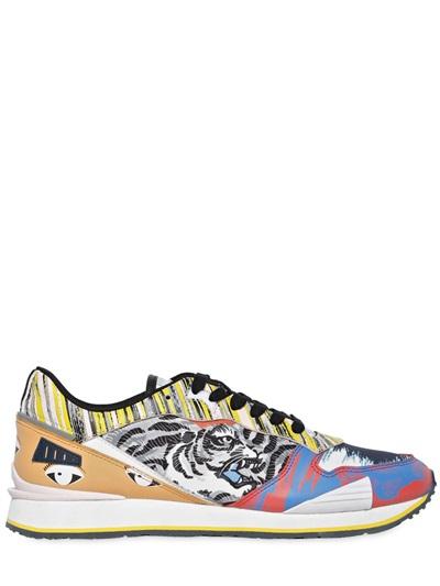 Kenzo Printed Nylon & Leather Running Sneakers