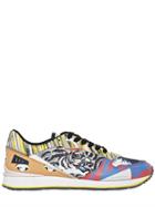Kenzo Printed Nylon & Leather Running Sneakers