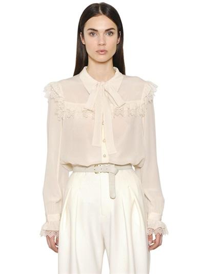 Philosophy Di Lorenzo Serafini Silk Blend Crepe De Chine Shirt