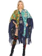 Burberry Prorsum Fringed Quilted & Printed Poplin Shawl