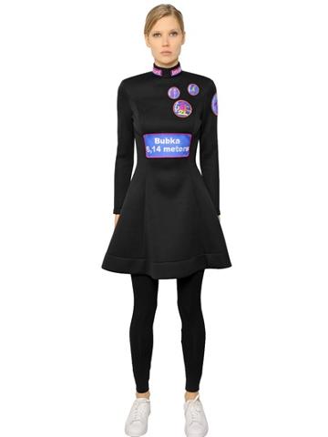 Omelya Embroidered Patch Neoprene Dress