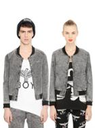 Boy London Washed Denim Cropped Bomber Jacket