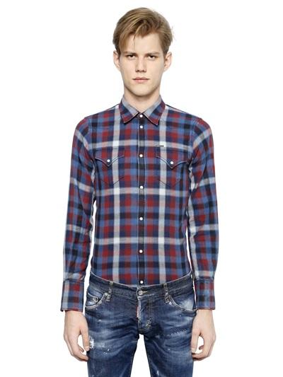 Dsquared2 Check Cotton Gauze Western Shirt