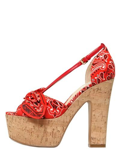 Moschino 135mm Bandana Printed Cotton Sandals
