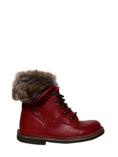P P - Rabbit Fur And Leather Ankle Boots