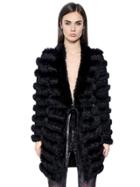 Just Cavalli Wool Blend Knit & Lapin Fur Cardigan