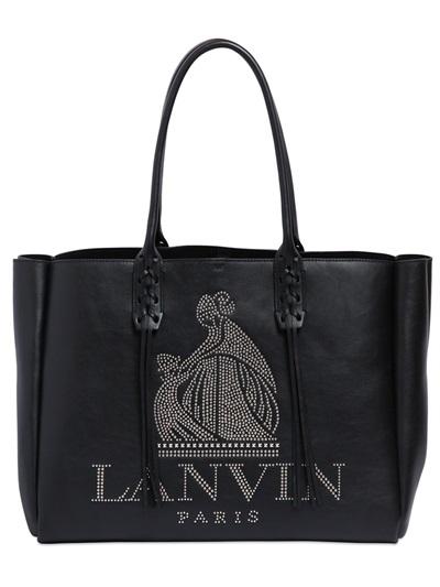 Lanvin Studded Logo Soft Leather Tote