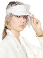 Faith Connexion Grained Leather Visor With Tulle