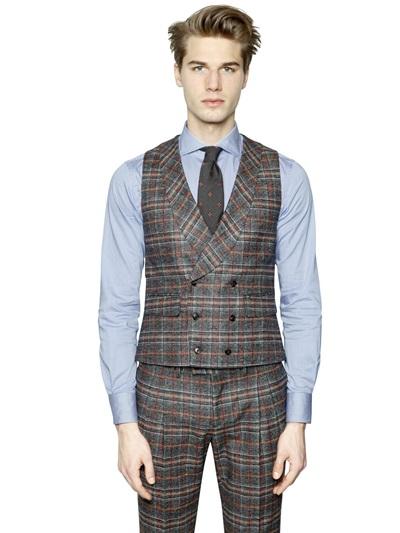 Gabriele Pasini Plaid Wool Blend Vest