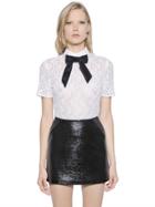 The Kooples Cotton Lace Bow Top