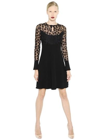 Max Mara Floral Lace & Silk Twill Dress