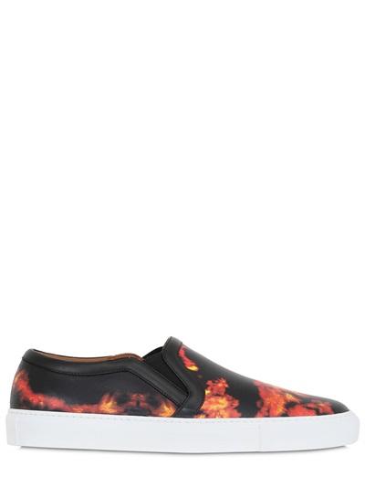 Givenchy Flame Printed Leather Slip-on Sneakers