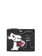 Karl Lagerfeld K Choupette Love Faux Leather Pouch