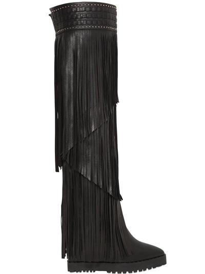Ivy Kirzhner 120mm Fringed Leather Wedge Boots