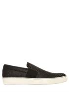 Lanvin Python Embossed Leather Slip-on Sneakers