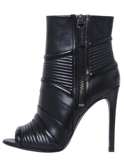 Pierre Balmain 110mm Open Toe Leather Ankle Boots