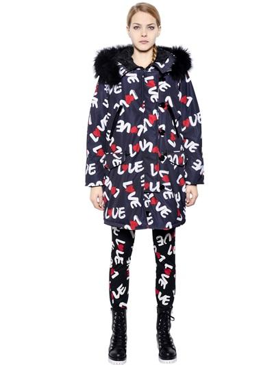 Love Moschino Love Printed Nylon Puffer Jacket
