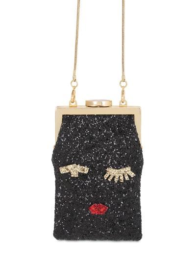 Lulu Guinness Ellie Face Glittered Shoulder Bag