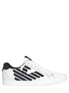 Ea7 Emporio Armani Crackled Effect Leather Tennis Sneakers