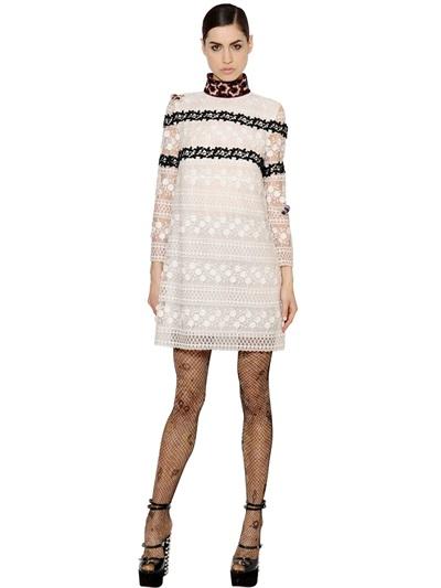 Giamba Embroidered Cotton Lace Dress