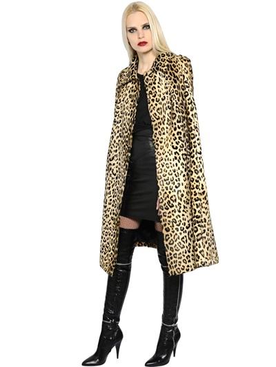 Saint Laurent Leopard Printed Ponyskin Cape