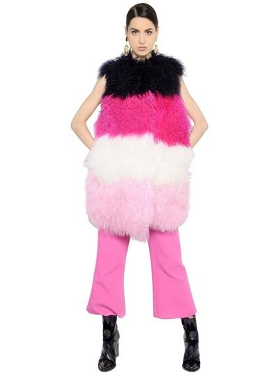 Msgm Patchwork Mongolia Fur Vest