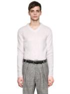 Jil Sander V Neck Brushed Mohair Blend Sweater