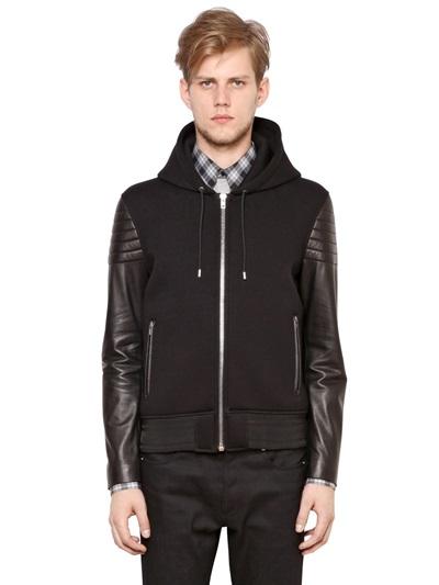 Givenchy Hooded Neoprene & Nappa Biker Jacket