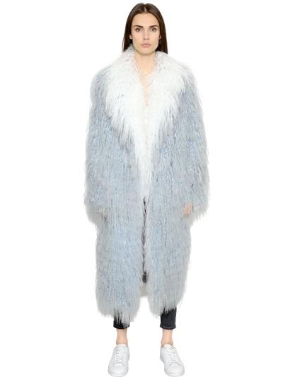 Mate Two Tone Mongolia Fur & Wool Coat
